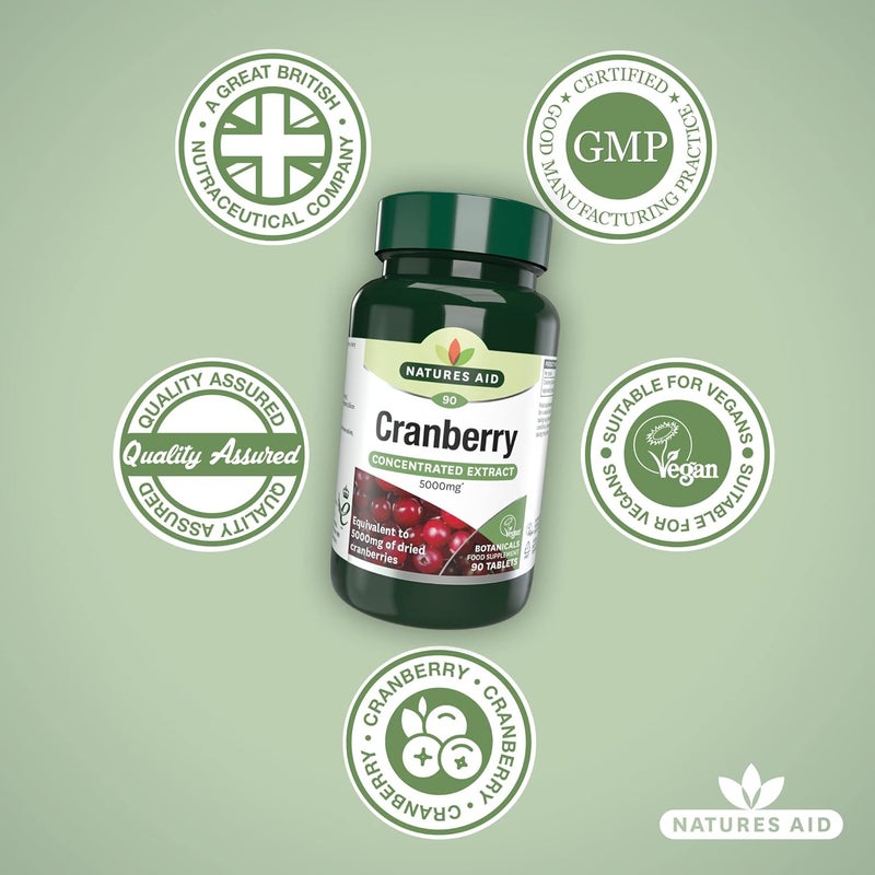 Natures Aid Cranberry 200mg High Strength Tablets Supports Urinary Tract Health Immune System Antioxidant Protection Vegan Gluten Free 90 Tablets Food Supplement - Image 4