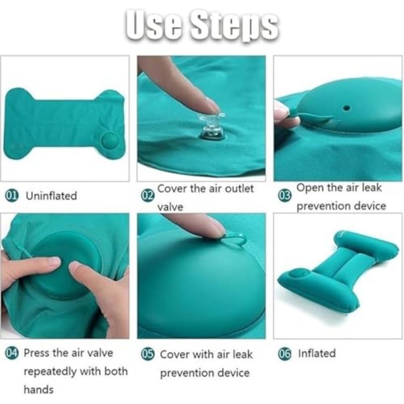 H-Type Inflatable Lumbar Support Pillow for Office Chair and Airplane Travel, Self-Pressing Air Cushion for Back Pain Relief, Portable Foldable Design - Easy to Carry and Store Grey - Image 5