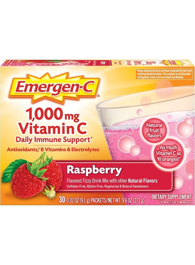 Emergen-C Vitamin C Mix Raspberry Flavored Fizzy Drink - Pack of 30 - Image 1
