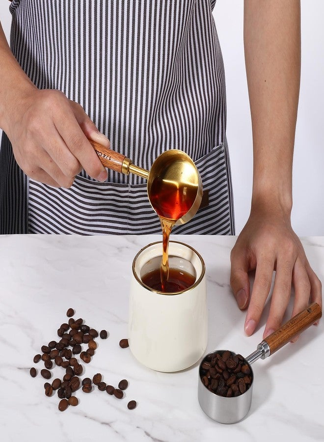Xosjska 2 PCS Tablespoon Measuring Spoon, Stainless Steel & Wood Coffee Measuring Spoon, 60 ML 1/4 Cup Scoop Metal Measurings Spoons and Cups for Coffee, Tea, Kitchen, Cooking & Baking, Gold and Silver - Image 5