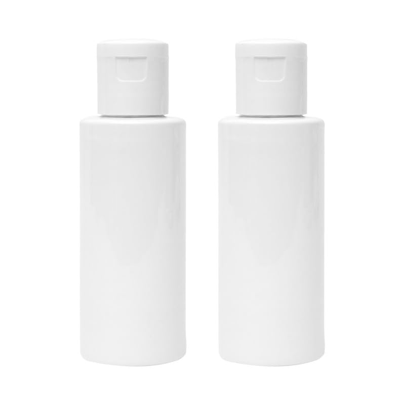 Devinez زجاجة ديفينز البيضاء المستديرة HDPE، 50 مل (عبوة من 2) مع غطاء أبيض قابل للطي للسيروم والزيوت الأساسية والمزائج والعناية بالبشرة DIY ومستحضرات التجميل، زجاجة متعددة الاستخدامات للاستخدام المنزلي والسفر - Image 1