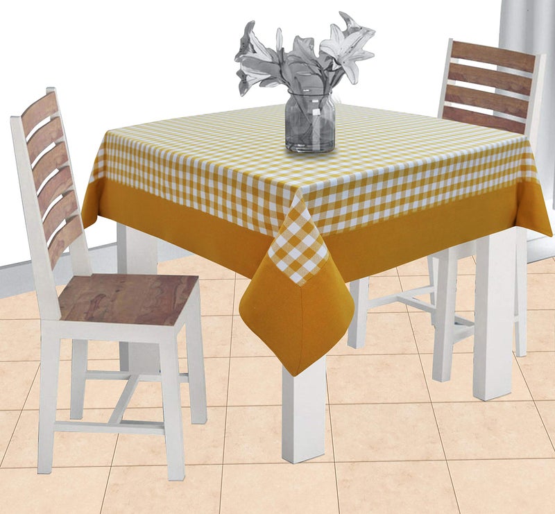 AIRWILL Cotton Checkered Pattern 2 Seater Table Cloth Pack of 1 pc (Yellow) - Image 4