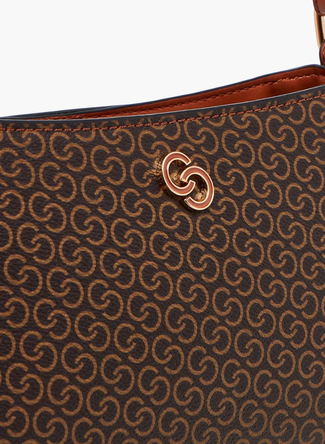 Celeste Monogram Print Crossbody Bag with Adjustable Strap and Zip Closure