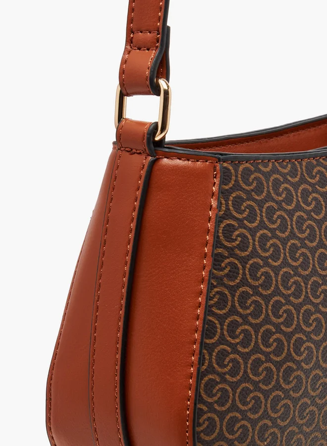 Celeste Monogram Print Crossbody Bag with Adjustable Strap and Zip Closure