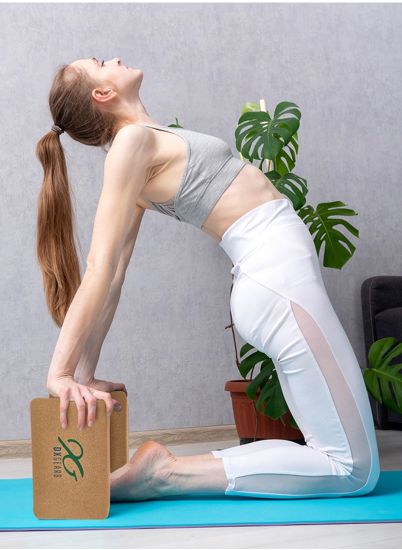 DXGEARS - Cork Yoga Block High Density 9”X6”X3” To Improve Strength, Flexibility And Balance, Light Weight And Non-Slip Surface For Yoga, Pilates And Meditation (Pack Of 2) - Image 1