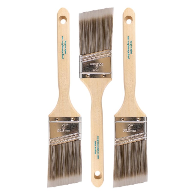 Pro-Grade Pro Grade Paint Brush Set - 3-Pack - 2" Angle Brushes for All Latex and Oil Paints & Stains - Home Improvement - Interior & Exterior Use - Image 1