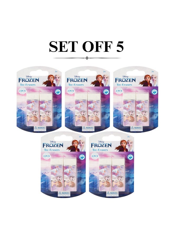 ديزني فروزن ممحاة ناعمة خالية من الغبار من فولكانو فروزن 2 - مجموعة من 5 قطع (10 ممحاة، لون بنفسجي فاتح ووردي، بتصميم إلسا وآنا) - Image 4