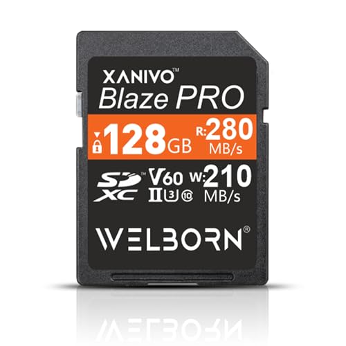 Welborn Blaze PRO SDXC UHS-II 128GB SD Card Read Speed 280MB/s, Write Speed 210MB/s, V60 SD Card 4K Video for DSLR & Microless Camera 5 Year Limited Warranty - Image 1
