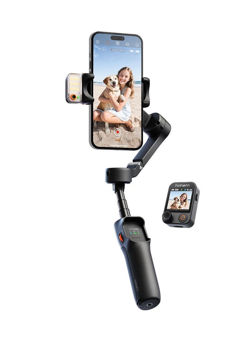 Hohem iSteady V3 Ultra – 3-Axis Handheld Smartphone Gimbal Stabilizer with AI Face Tracking, Auto Zoom, Gesture Control, and 600° Rotation for Vlogging, YouTube, TikTok, and Mobile Content Creation Black - Image 1
