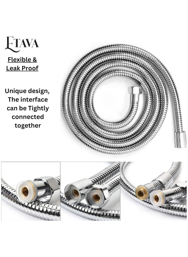 ETAVA Shower Hose & Shattaf Pipe 150 cm | High Pressure Stainless Steel Handheld Shower & Bidet Spray Hose – Anti-Leak, Flexible Bathroom Replacement Hose - Image 2
