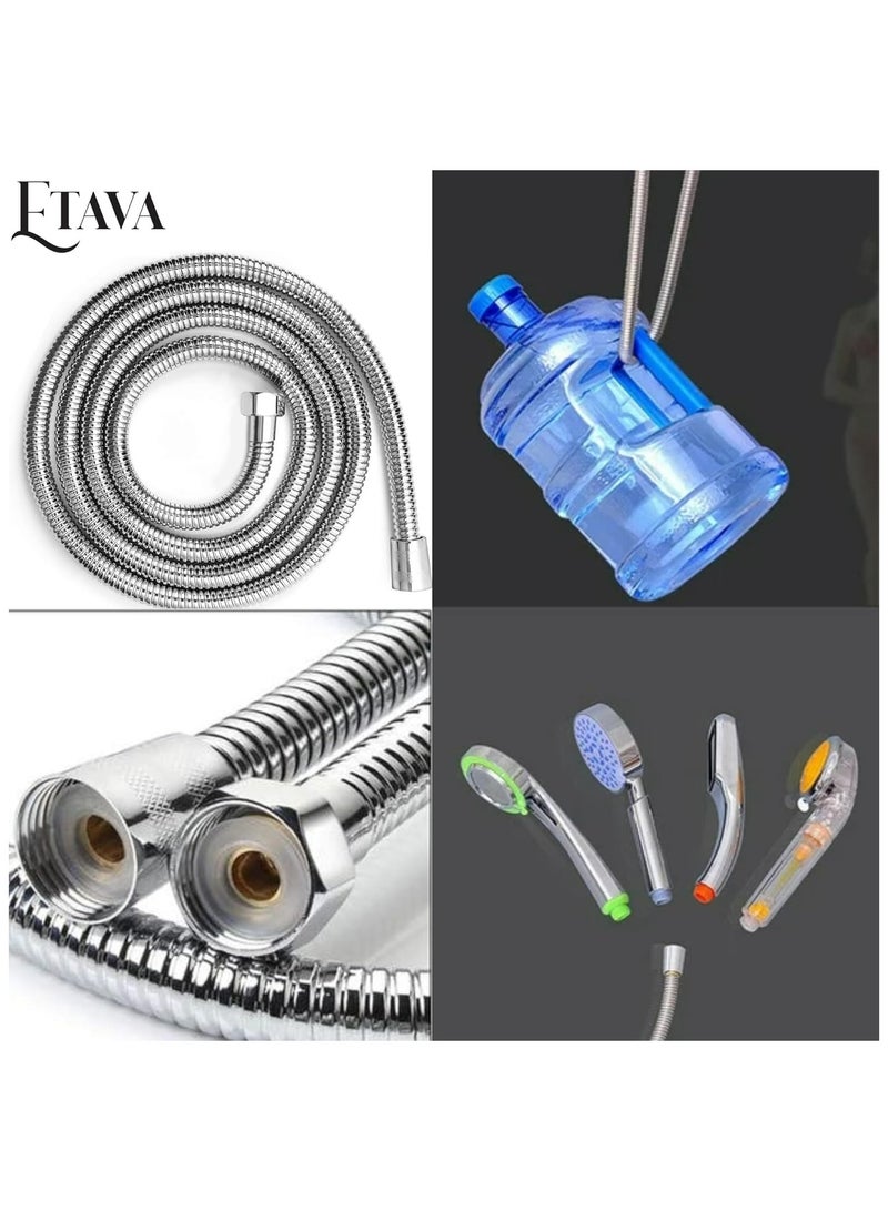 ETAVA Shower Hose & Shattaf Pipe 150 cm | High Pressure Stainless Steel Handheld Shower & Bidet Spray Hose – Anti-Leak, Flexible Bathroom Replacement Hose - Image 5