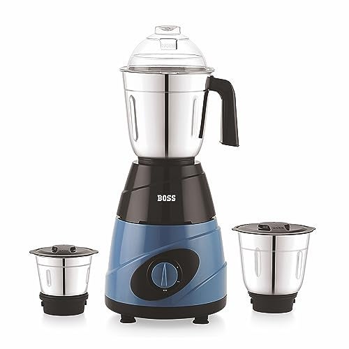 BOSS Thunder 550W Mixer Grinder with 3 Jars (Liquidizing, Wet Grinding and Chutney Jar), High Speed Motor, SS Blades, 5 Years Motor Warranty with Overload Protector, Blue - Image 1