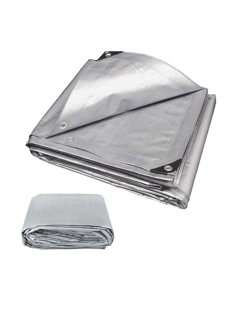 Waterproof Ground Cover Tent Shelter Dust-proof Rain Cover Tarpaulin Sheet (12 x 12, SILVER) - Image 1