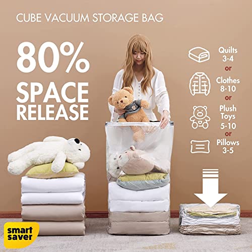 Smart Saver Polyethylene Vacuum Underbed Storage Bags Space Saver Jumbo Cube Bags Organiser 3 Jumbo (100x80x40) cm, Transparent - Image 2