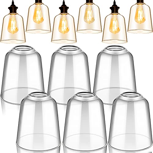 Riakrum 6 Pcs Clear Glass Shade 5" Dia 5.67" High 1.65" Fitter Light Cover Shade Ceiling Fan Light Covers High Transmittance Glass Globes for Light Fixtures Replacement Pendant Chandelier (Classic) - Image 1