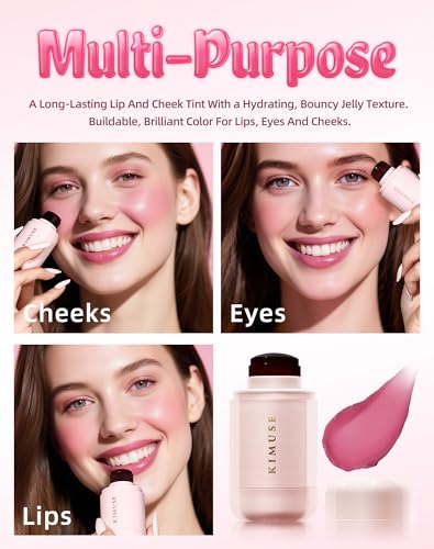 KIMUSE Jelly Cheek & Lip Tint, Watercolor Blush, Multi-Use Makeup, Tint for Cheeks, Lips & Eyes, Lightweight, Sheer & Buildable Color, Vegan Formula, Cruelty-Free - Image 4