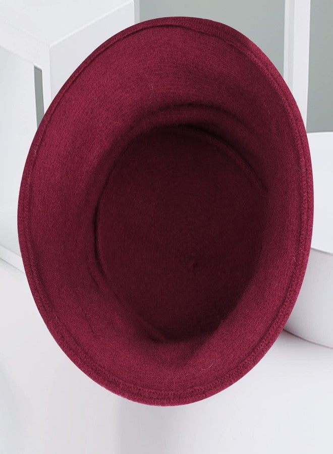 Sumolux Women Beret Hat French Vintage Floral Wool Dress Cloche Classic Winter Hat 1920s, B Wine Red, L - Image 5