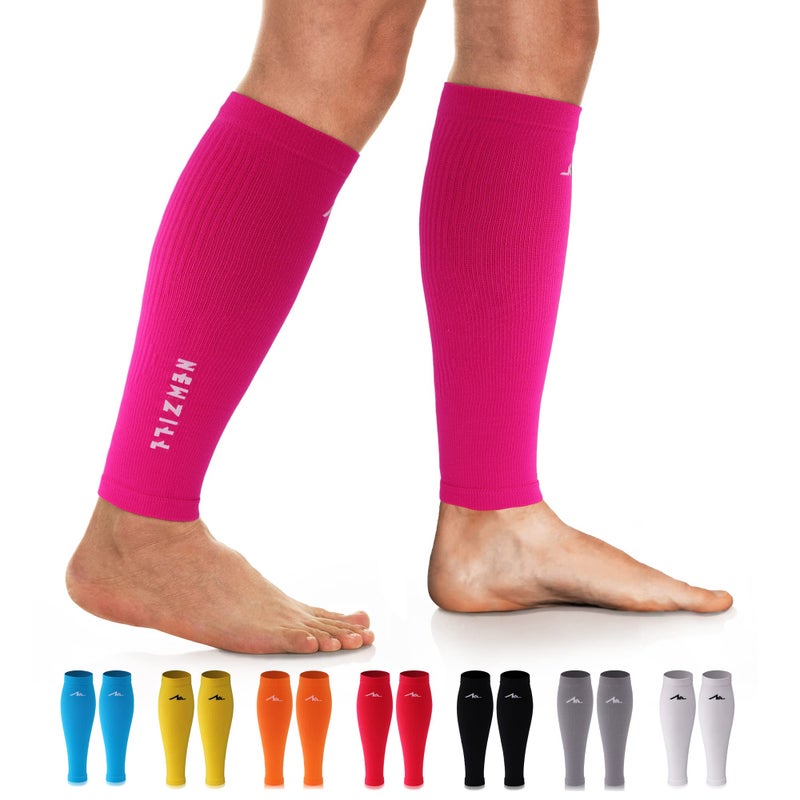 Newzill Calf Compression Sleeve For Men & Women | Footless Compression Socks For Shin Splint Relief  Varicose Veins | Perfect Leg Sleeve For Running  Travel  Nursing  Work  Fitness (S/M Pink 1Pair) - Image 1