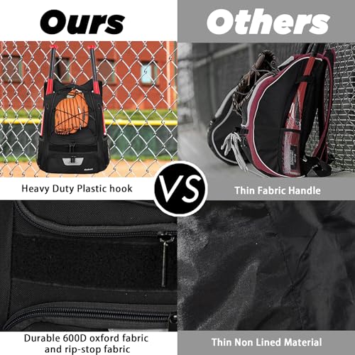 Goloni | Baseball Backpack Bag For Adult and Youth Baseball & Softball Equipment Bags Bat bag | shoes compartment & Fence Hook - Image 5