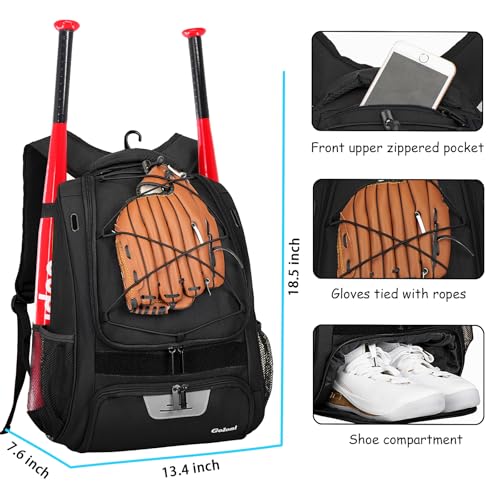 Goloni | Baseball Backpack Bag For Adult and Youth Baseball & Softball Equipment Bags Bat bag | shoes compartment & Fence Hook - Image 2