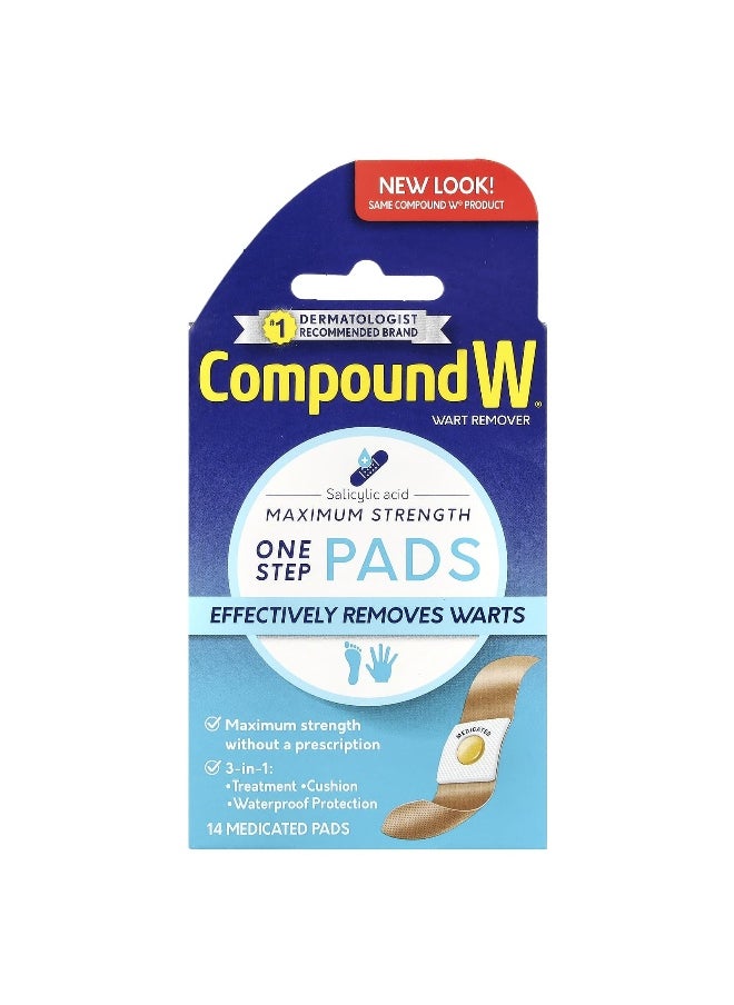 Compound W Compound W, Wart Remover, One Step Pads, Maximum Strength, 14 Medicated Pads  - Image 1