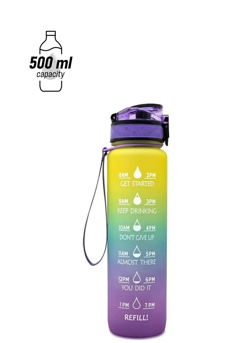 Sports Water Bottle BPA free 500ml Protein Shaker Outdoor Travel Portable Leakproof Drink Bottle Kids Student to Camping Office School Gym - Image 1