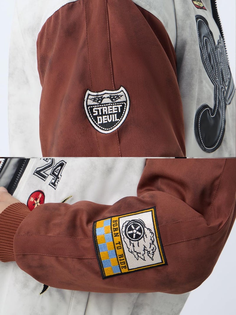 The Souled Store Racer Jacket: Impulse Men and Boys Full Sleeves Spread Collar White Graphic Printed Polyester Regular Fit Lightweight Winter Racer Jacket - Image 4