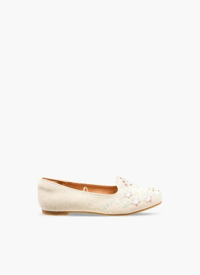 ليتل ميسي Girls Embroidered Ballerina Shoes