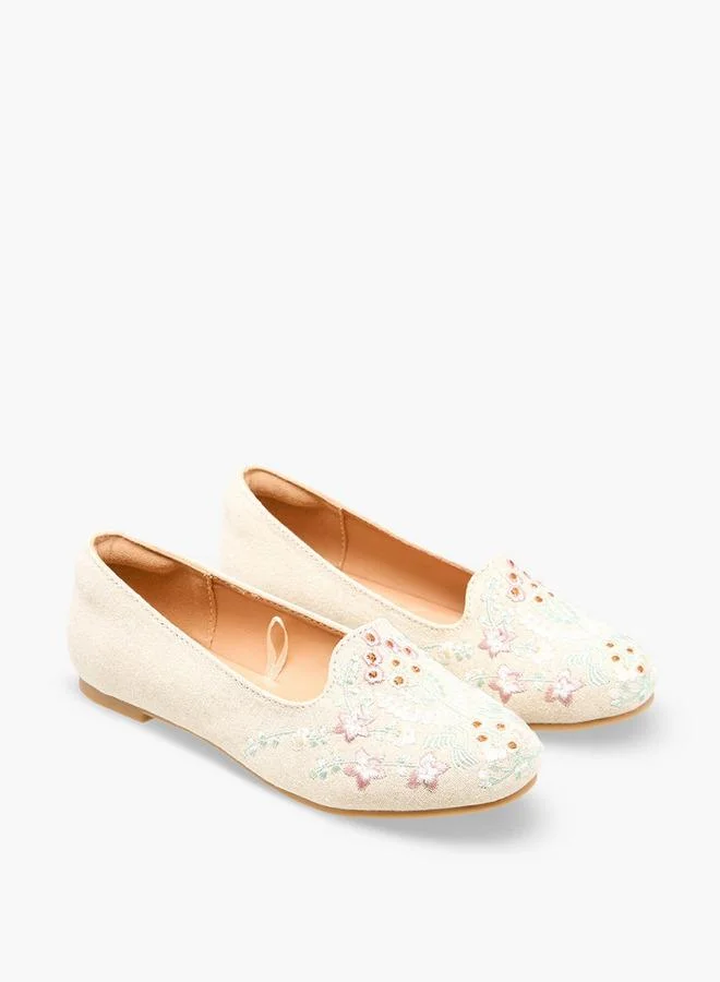 ليتل ميسي Girls Embroidered Ballerina Shoes