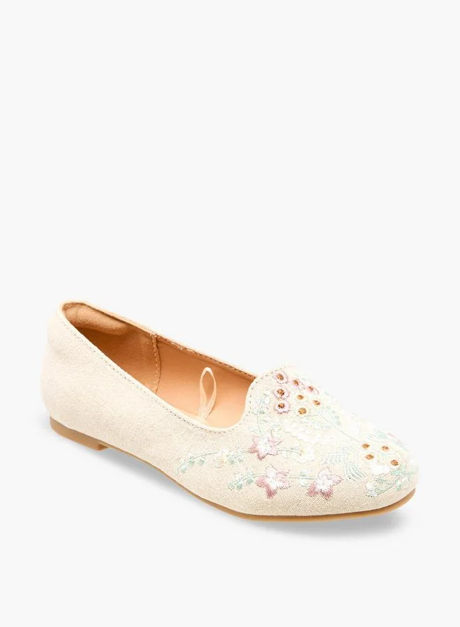 ليتل ميسي Girls Embroidered Ballerina Shoes