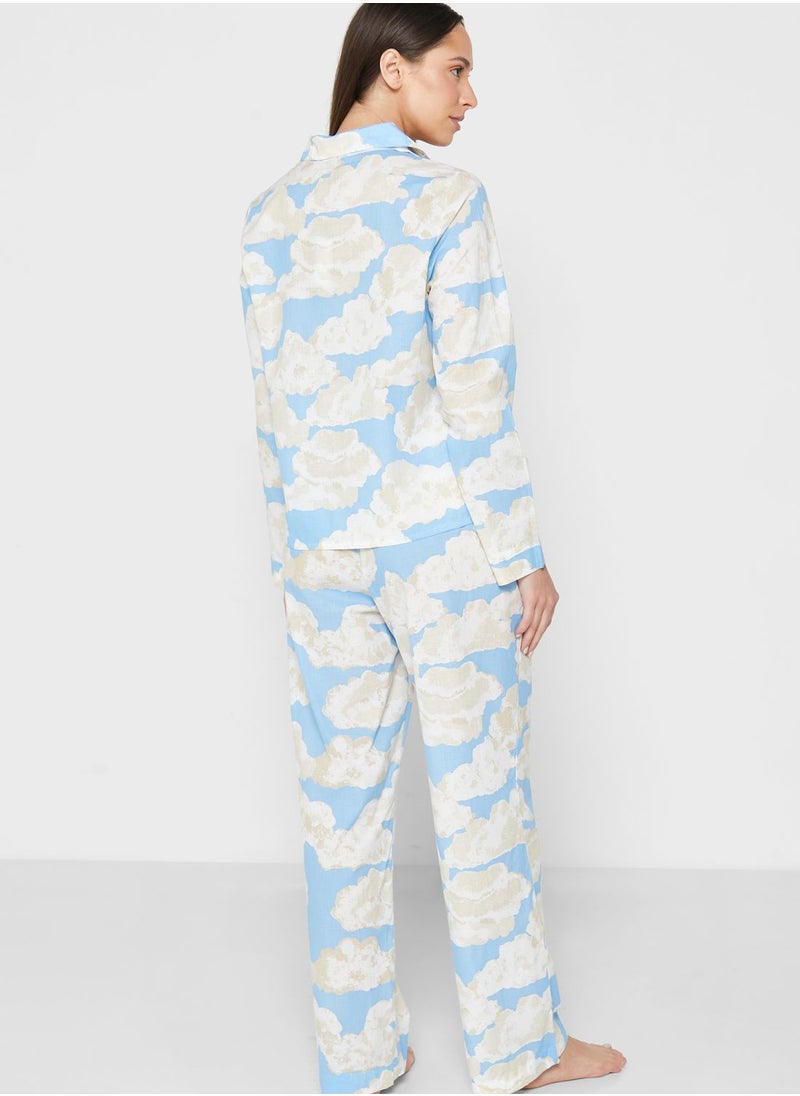 VERO MODA - Printed Button Down Shirt & Pyjama Set - Image 1