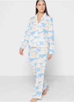 Printed Button Down Shirt & Pyjama Set