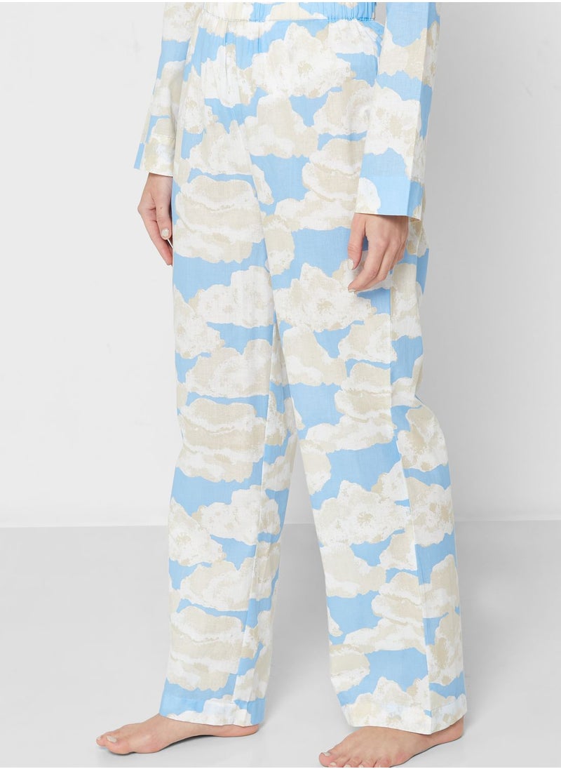 VERO MODA - Printed Button Down Shirt & Pyjama Set - Image 1