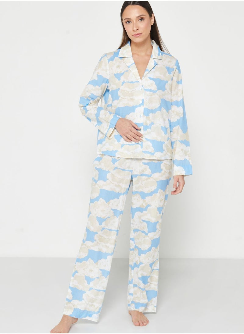 VERO MODA - Printed Button Down Shirt & Pyjama Set - Image 1