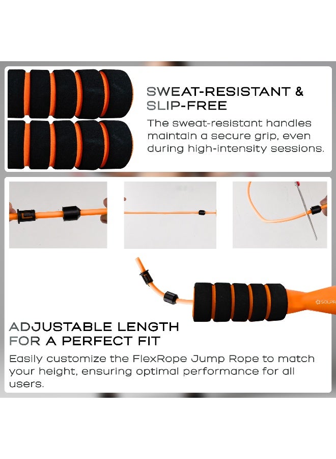 SOLPRO SFH066 Jump Rope for Men, Women & Kids|Adjustable Length, TangleFree, Soft Foam Handles| SweatResistant Grip|Ideal for Cardio, Fitness, HIIT, CrossFit, Weight Loss & Gym Workouts (Orange) - Image 4