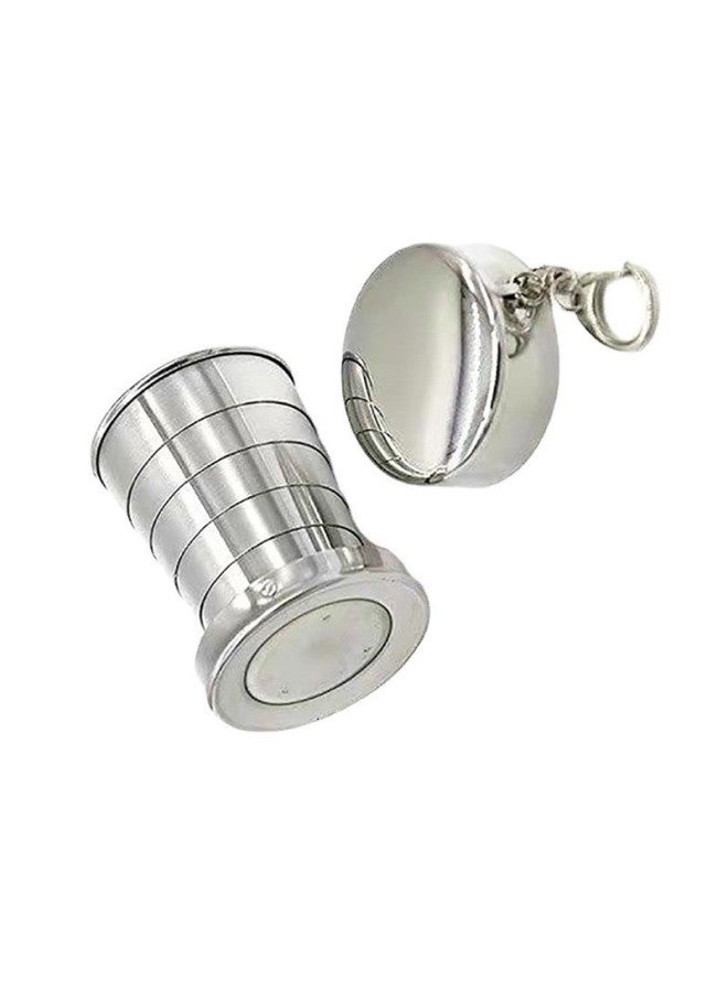 Lightweight Stainless Steel Folding Cup Portable High Temperature Resistant Telescopic Gargle Small Water Cup Outdoor Travel Food Grade Cup-Capacity:Stainless Steel Small Size 75ML + Medium 150ML [two In Total  - Image 5