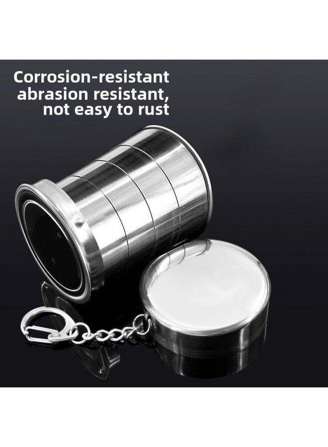 Lightweight Stainless Steel Folding Cup Portable High Temperature Resistant Telescopic Gargle Small Water Cup Outdoor Travel Food Grade Cup-Capacity:Stainless Steel Small Size 75ML + Medium 150ML [two In Total  - Image 2