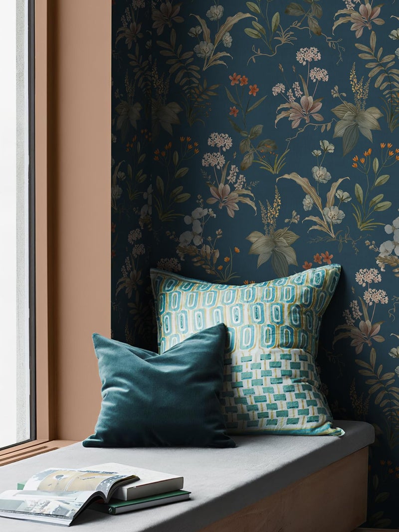Simon&Siff Vintage Peel and Stick Wallpaper Blue Floral Wallpaper Wildflowers Botanical Contact Paper Self Adhesive Removable Wall Paper for Bedroom Cabinets Decor 120" x 17.3" - Image 4