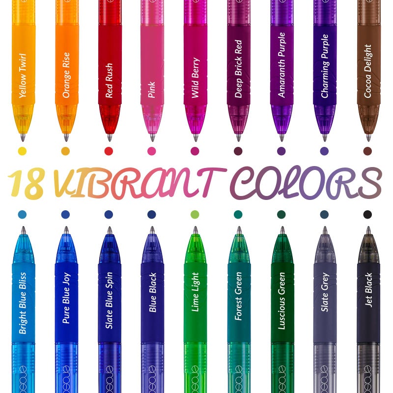ParKoo 18 Colors Retractable Erasable Gel Pens Clicker, Fine Point 0.7mm, Make Mistakes Disappear, Comfort Grip for Journaling Drawing Writing Planners - Image 5