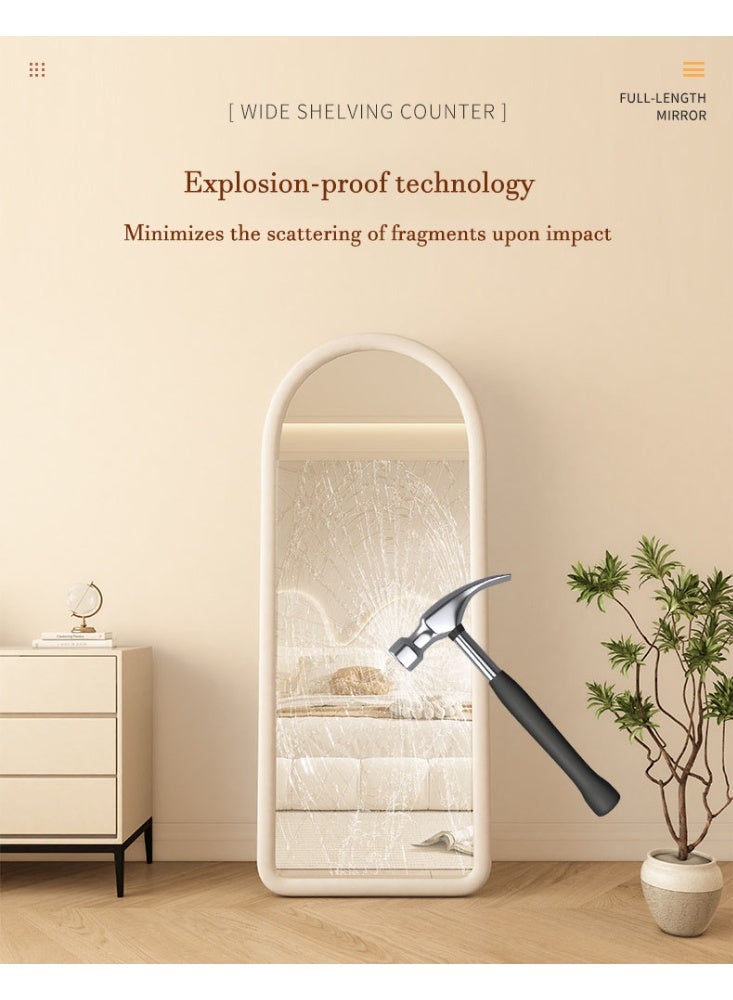 general French-Style Cream-Finish Full-Length Mirror for Home Use Trending Floor-Standing Mirror Wall-Mounted Makeup Mirror Full-Body Mirror for Women's Bedroom - Image 4