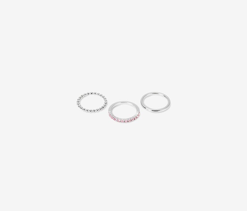 Tchibo Women 3 Piece Ring Set, Silver  - Image 1