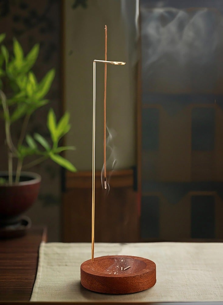 Incense Holder, Multi-Purpose Design Wooden Incense Burner ash Catcher with Brass Incense Stick Holder for Home Decor Yoga Spa Madiation - Image 2