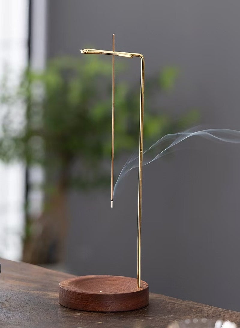 Incense Holder, Multi-Purpose Design Wooden Incense Burner ash Catcher with Brass Incense Stick Holder for Home Decor Yoga Spa Madiation - Image 1