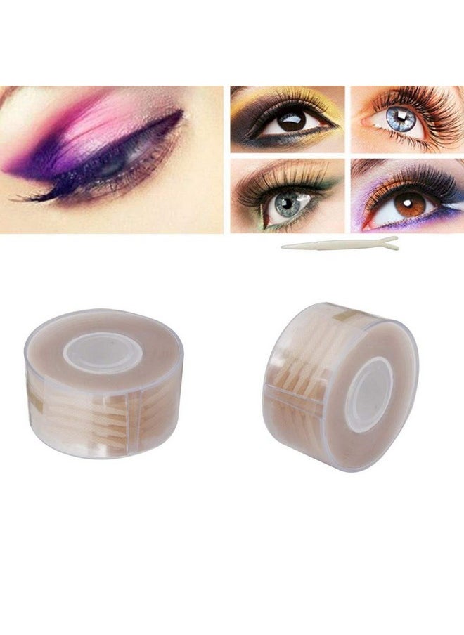 300 Pairs Adhesive Invisible Fiber Double Eyelid Tape Stickerswaterproof Eye Tape Natural Complexion With Y Shaped Fork (Silm)