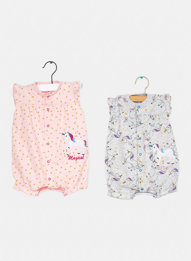 JOCKEY Baby Girl Unicorn Printed Summer Cotton Romper