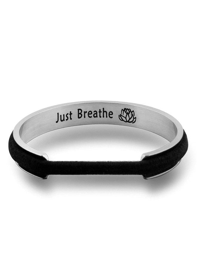 WUSUANED Breathe Hair Tie Deep Grooved Cuff Bracelet Lotus Flower Yoga Sign Jewelry Gift for Women - Image 1