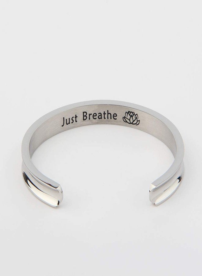 WUSUANED Breathe Hair Tie Deep Grooved Cuff Bracelet Lotus Flower Yoga Sign Jewelry Gift for Women - Image 2