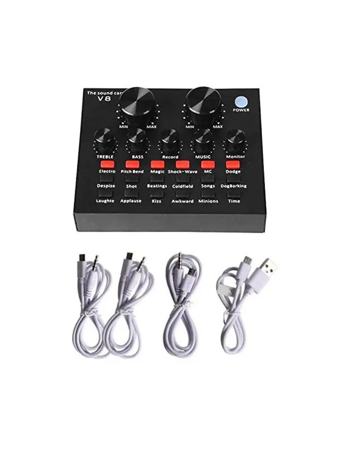 Generic V8 Multifunctional Live Sound Card USB Audio Interface Intelligent Volume Adjustable Audio Mixer Sound Card for Recording Hosting Speech  - Image 2