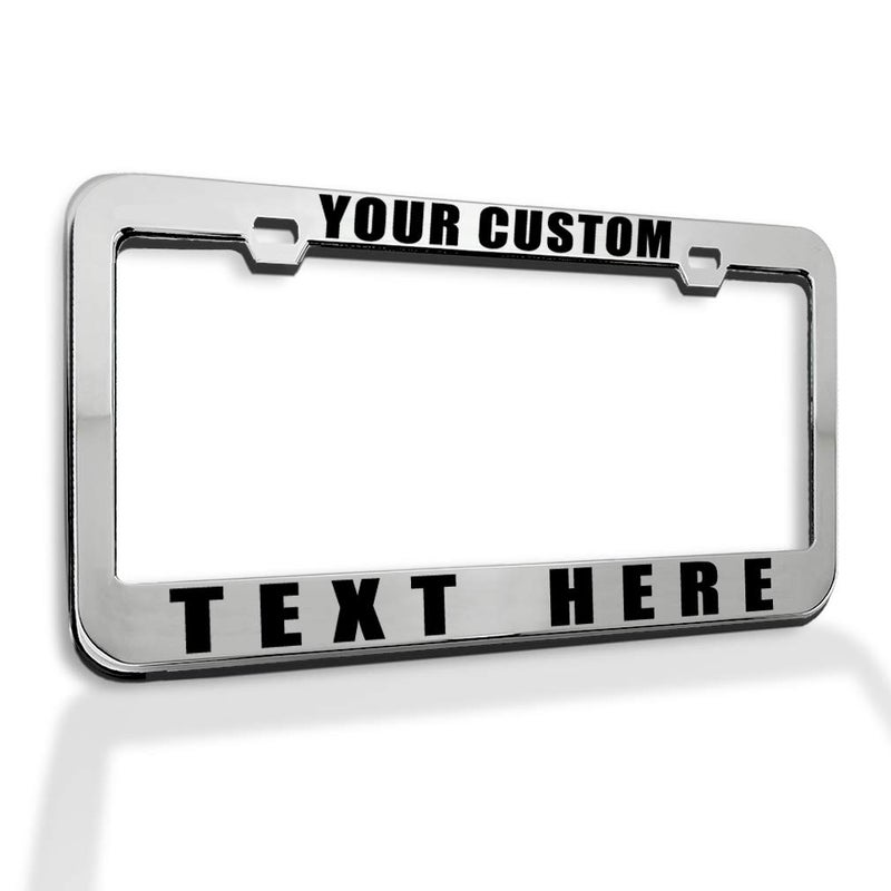 Custom License Plate Frame Custom Personalized Text Funny Metal Cute Car Accessories License Plate Holder Chrome 2 Holes 1 Frame