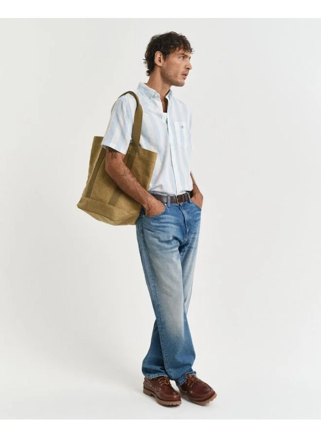 غانت قميص جانت قطن كتان مخطط بأكمام قصيرة